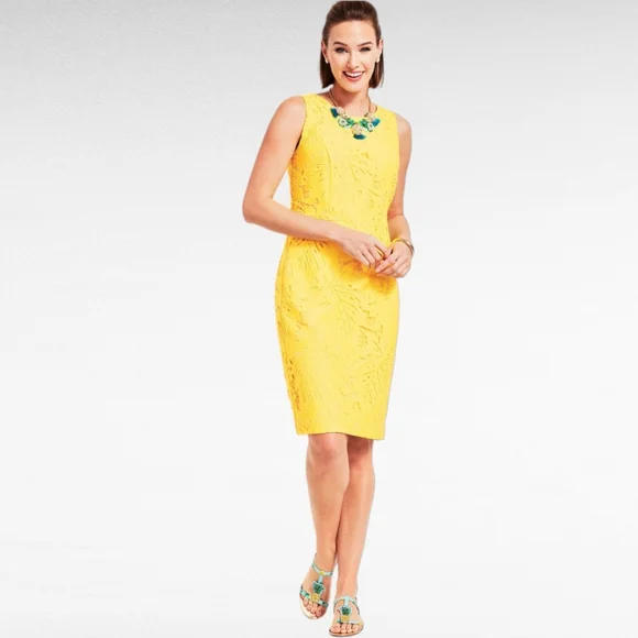 RSVP | Dresses | Rsvp By Talbots Yellow Leaf Lace Sleeveless Sheath Dress  Size 8 | Poshmark